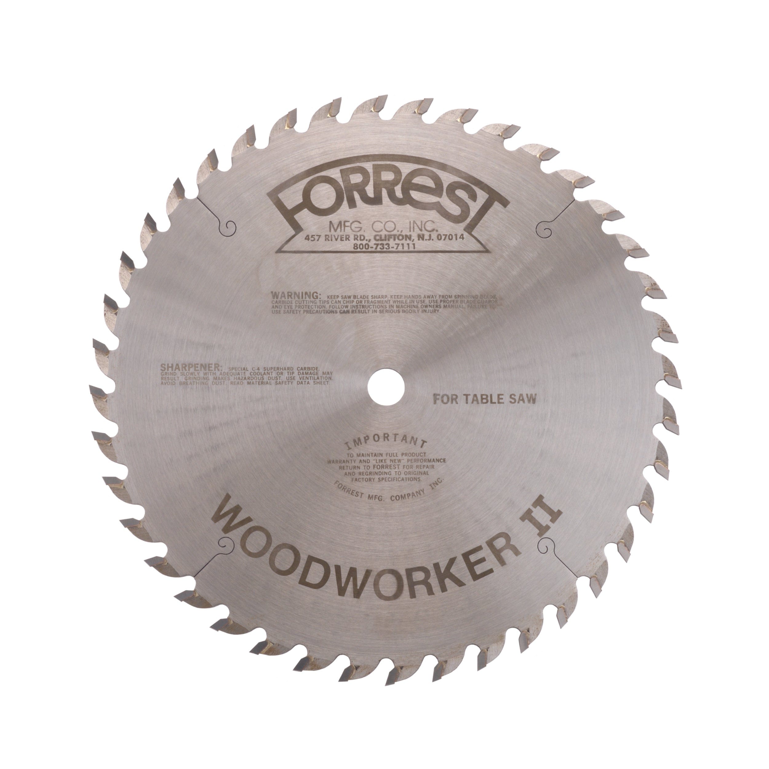 Forrest WW10401125 Woodworker II #1 Grind Saw Blade 10
