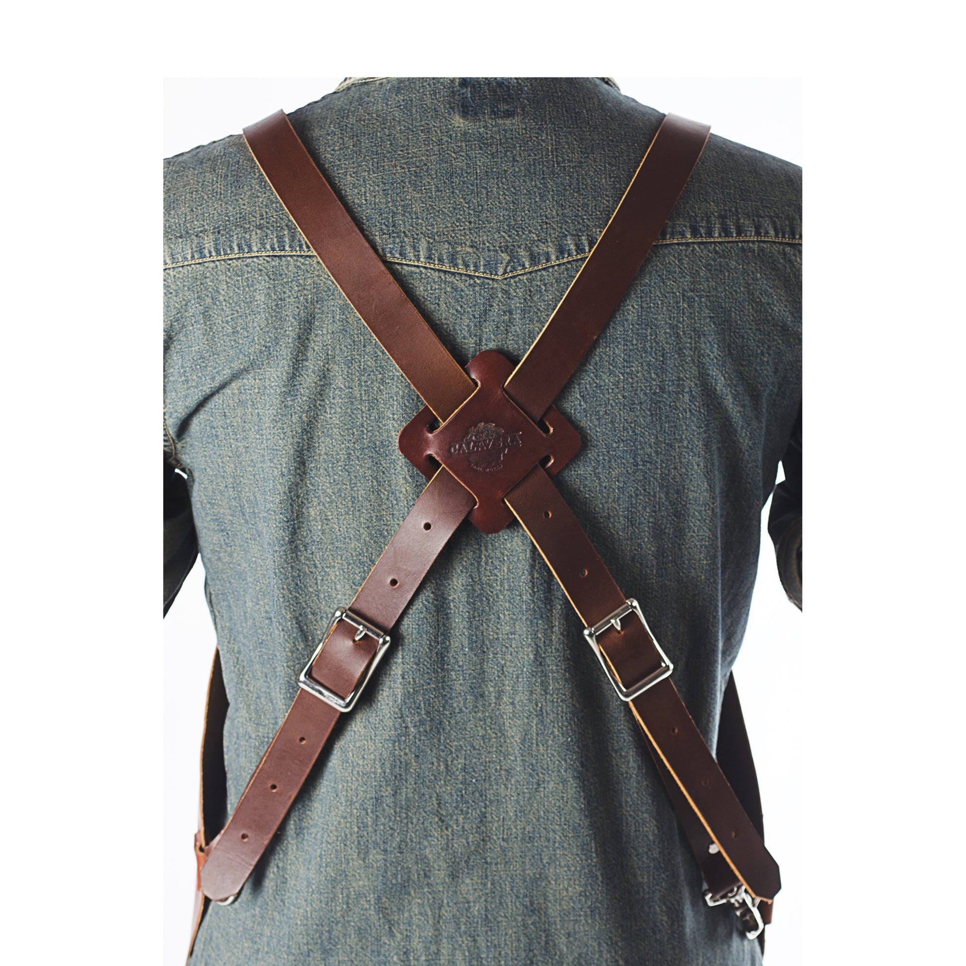 30" Leather Shop Apron with X-back, Tobacco alt 0