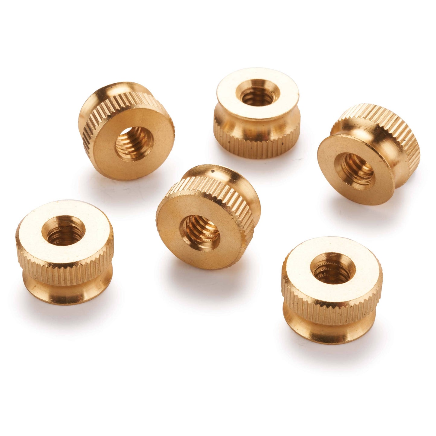 Knurled Thumb Nut Knobs - 1/4" x 20TPI - Brass - 6 Piece alt 0