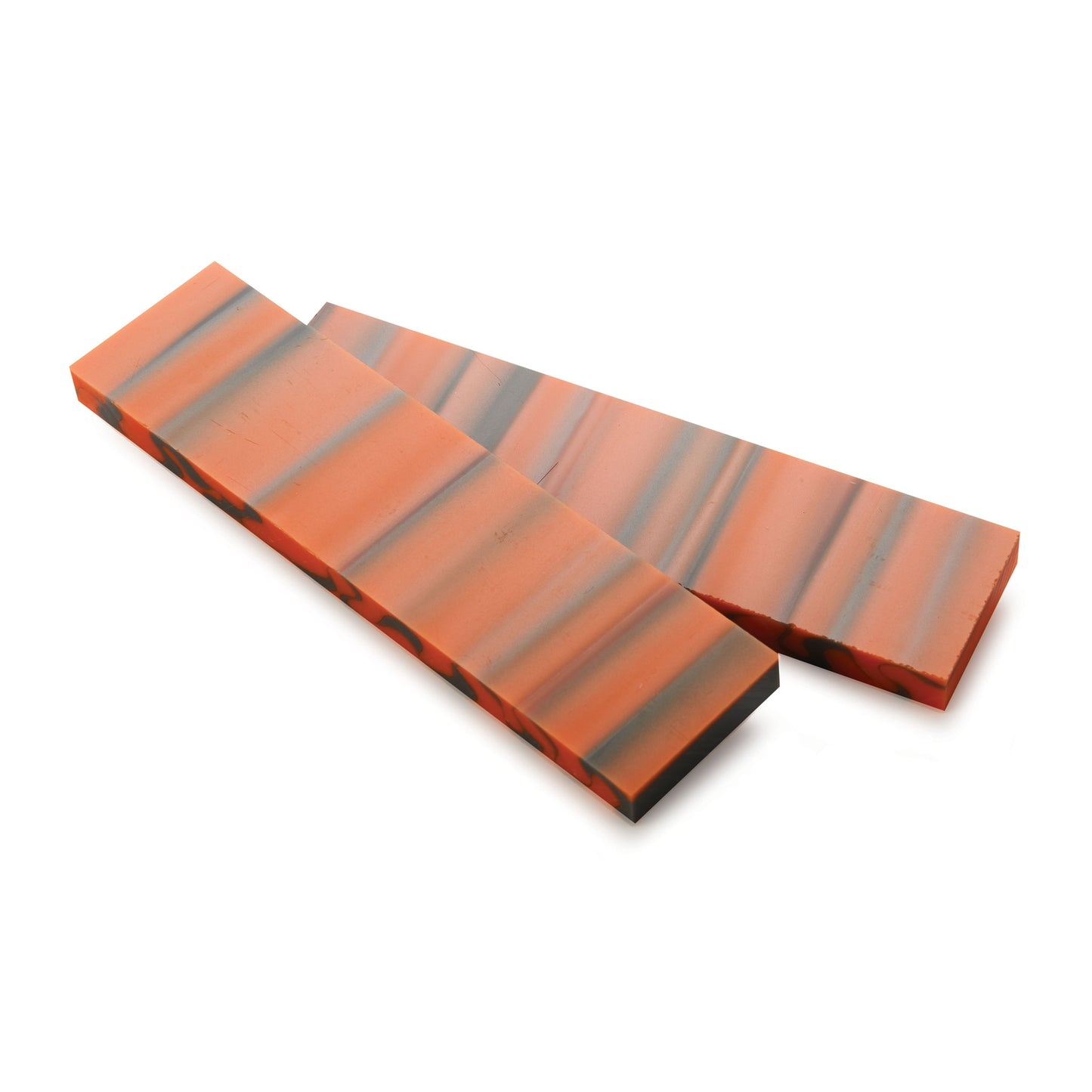 Acrylic Knife Scales -  3/8" x 1-1/2" x 6" - Orange & Gray - Pair alt 0