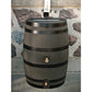 Polyethylene 50 Gallon Flat Back Dual Brass Spigot Rain Barrel Woodgrain with Black Stripes alt 0