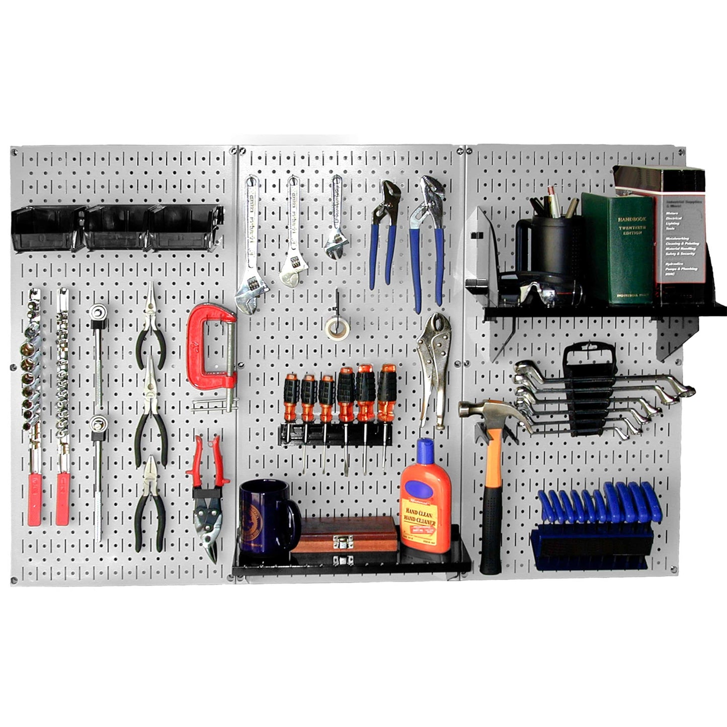 Steel Pegboard, Standard Workbench Kit in Gray with Black Accessories alt 0