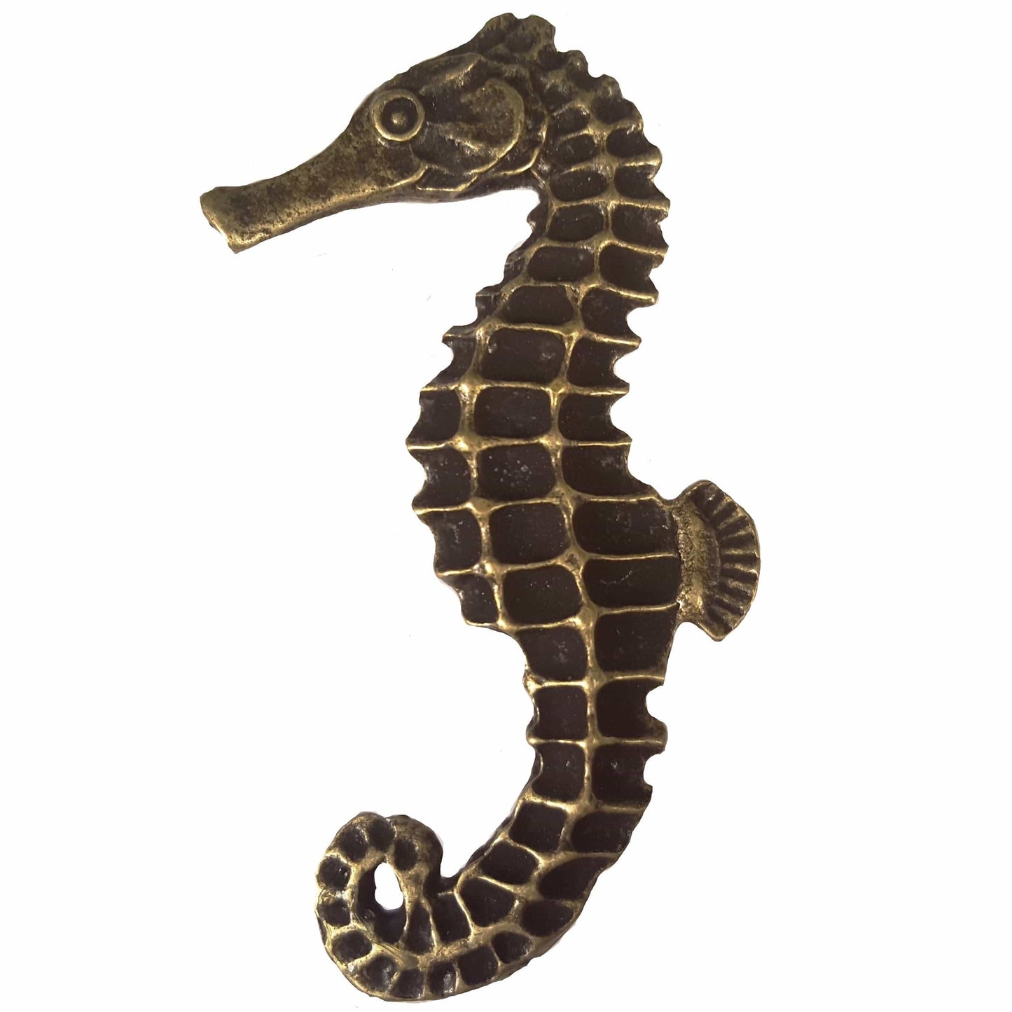 Large Seahorse Knob, Left, Antique Brass, Model 235AB alt 0