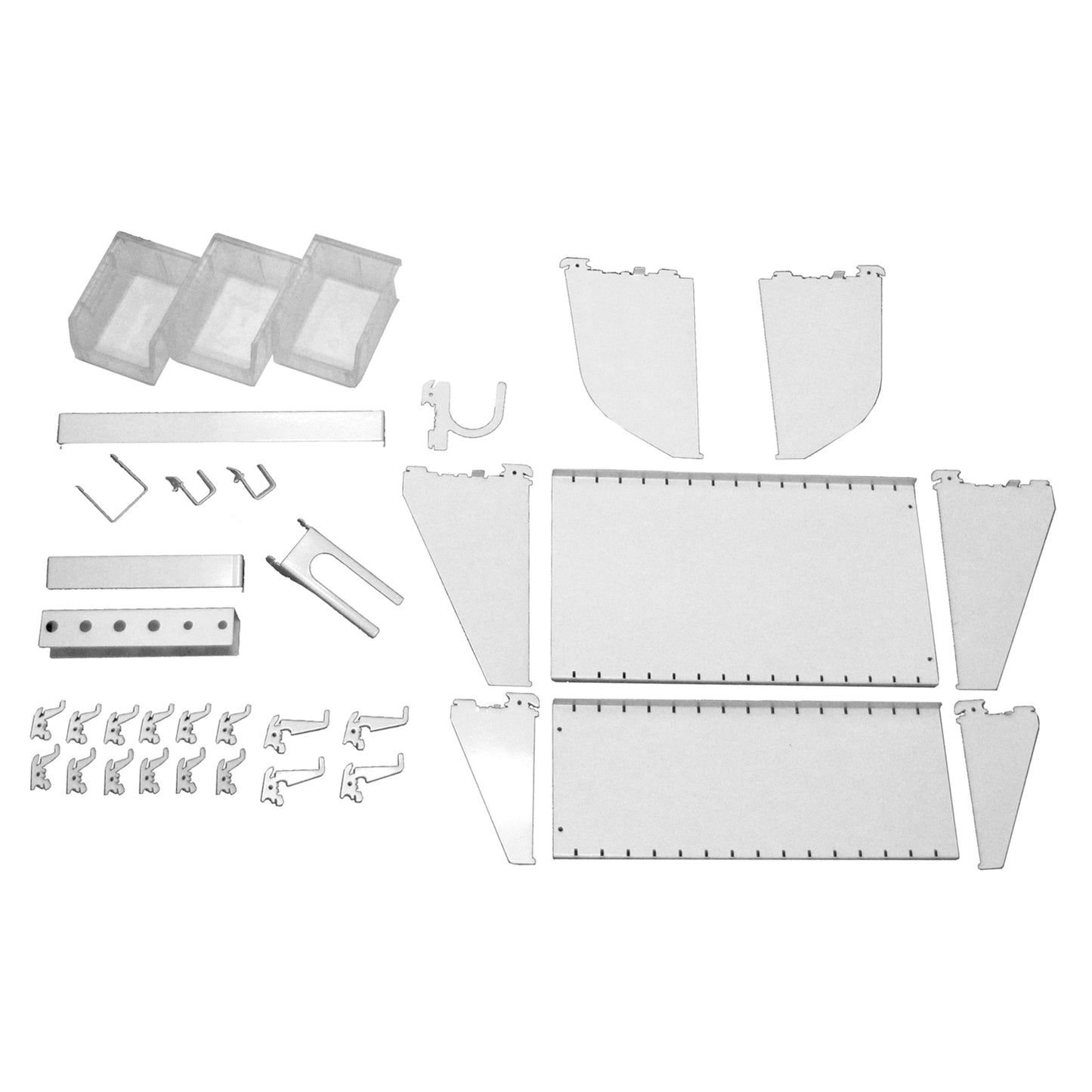 Slotted Tool Board Workstation Accessory Kit for Wall Control Pegboard, White alt 0