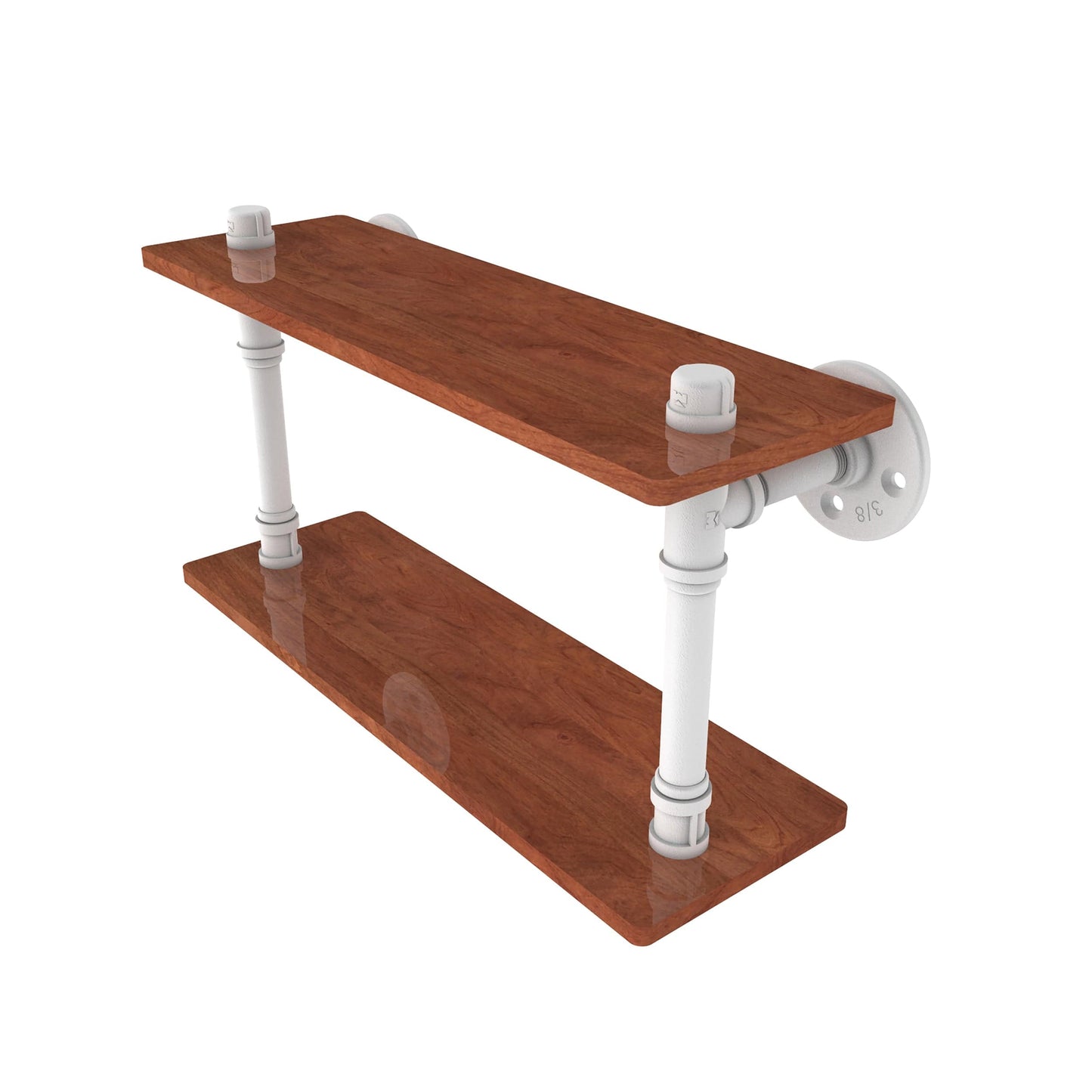  16" Ironwood Double Shelf, Matt White Finish alt 0