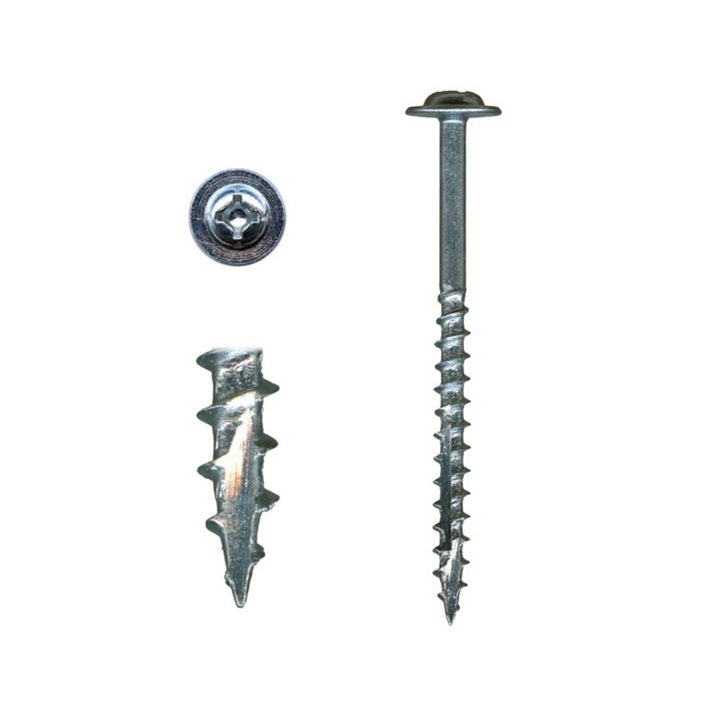 10 x 3 Cabinet Installation Screws, Washer Head, Combo Drive, Zinc with White Painted Head, 100-Piece alt 0