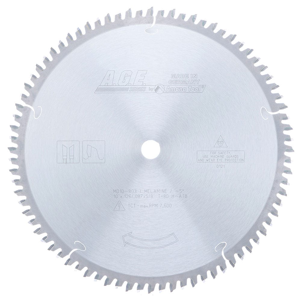 10"X 80T Melamine Blade, -5 Degree 5/8" Bore, H-ATB alt 0