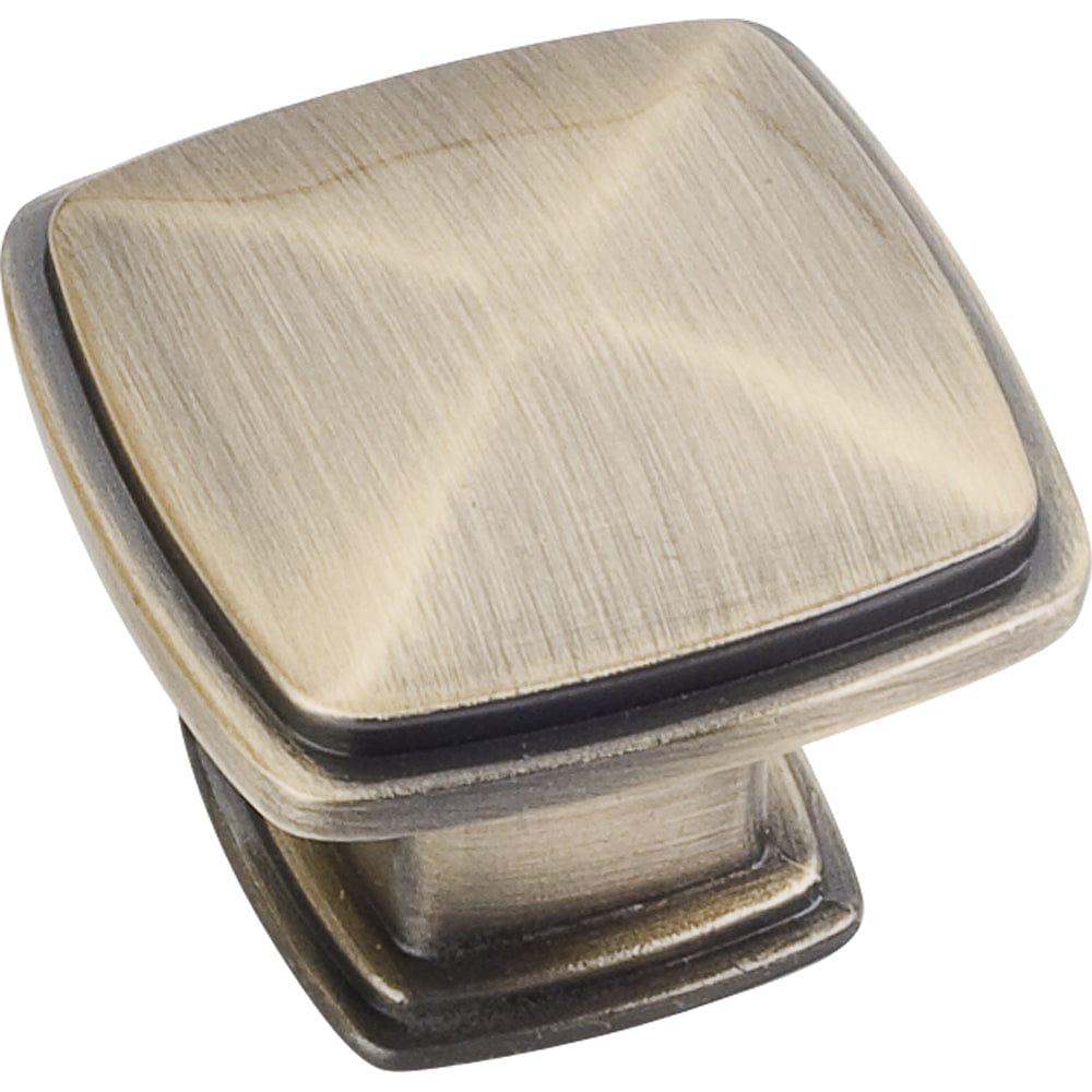 Milan 1 Plain Square Knob, 1-3/16" O.L.,, Brushed Antique Brass alt 0